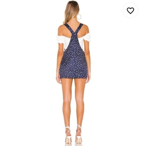 NEW Superdown XS Athena Overall Mini Dress in Blue Star Print - Picture 2 of 10